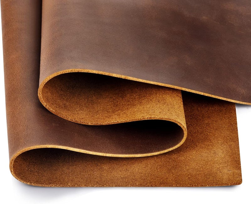 TeeLiy Genuine Leather Tooling Sheets 1.8-2.0MM Thick Full Grain Oil Tan Crazy Horse Cowhide Tooling Leather Sheets for Crafts Tooling Sewing Wallet Earring Hobby (Brown, 6"x12") - Image 1